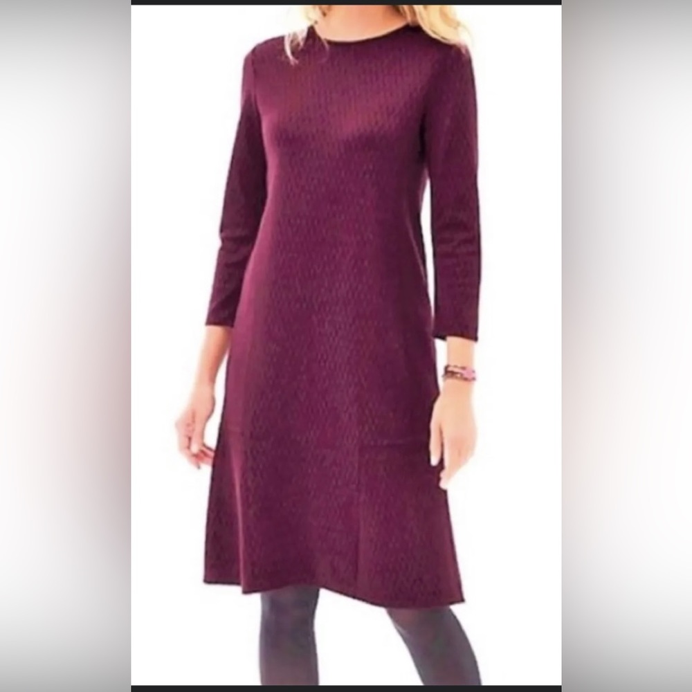 J. Jill Ponte Knit Dress Burgundy and Black Diamond Print. Sz.  XS.   EUC!